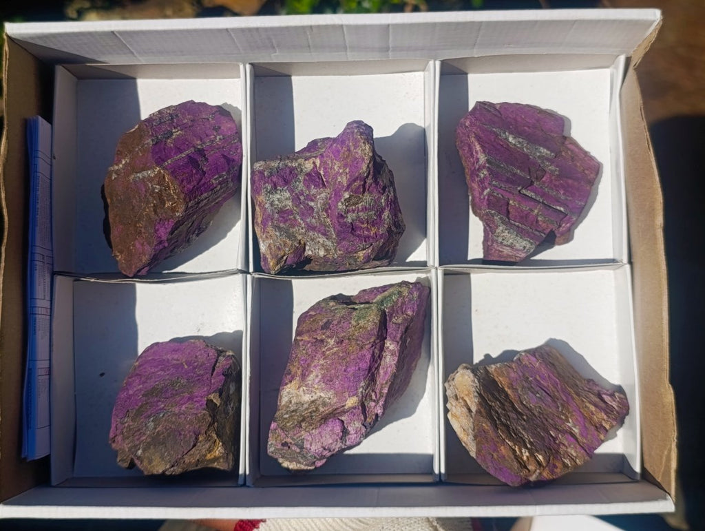 Natural Metallic Cobbed Purpurite Specimens x 6 From Erongo, Namibia - Toprock Gemstones and Minerals 