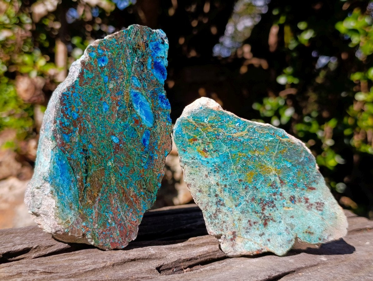 Polished on One Side Shattuckite Free Forms x 12 From Kaokoveld, Namibia - Toprock Gemstones and Minerals 