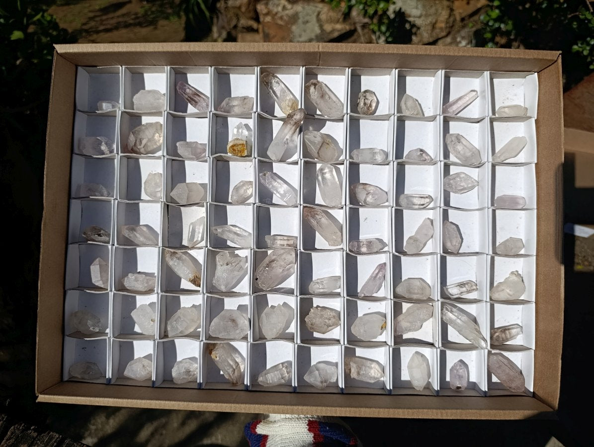 Natural Amethyst Window Quartz Crystals x 70 From Brandberg, Namibia - Toprock Gemstones and Minerals 