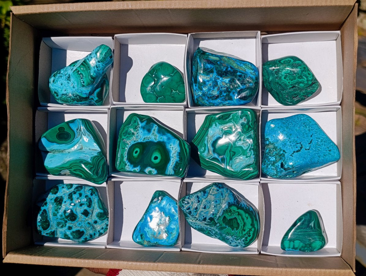 Polished Malacolla Free Forms x 12 From Kulukuluku, Congo - Toprock Gemstones and Minerals 