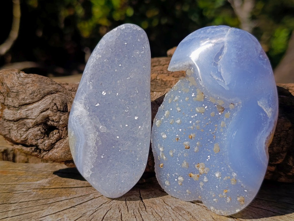 Polished Blue Lace Agate Standing Display Pieces and Free Forms x 9 From Nsanje, Malawi - Toprock Gemstones and Minerals 
