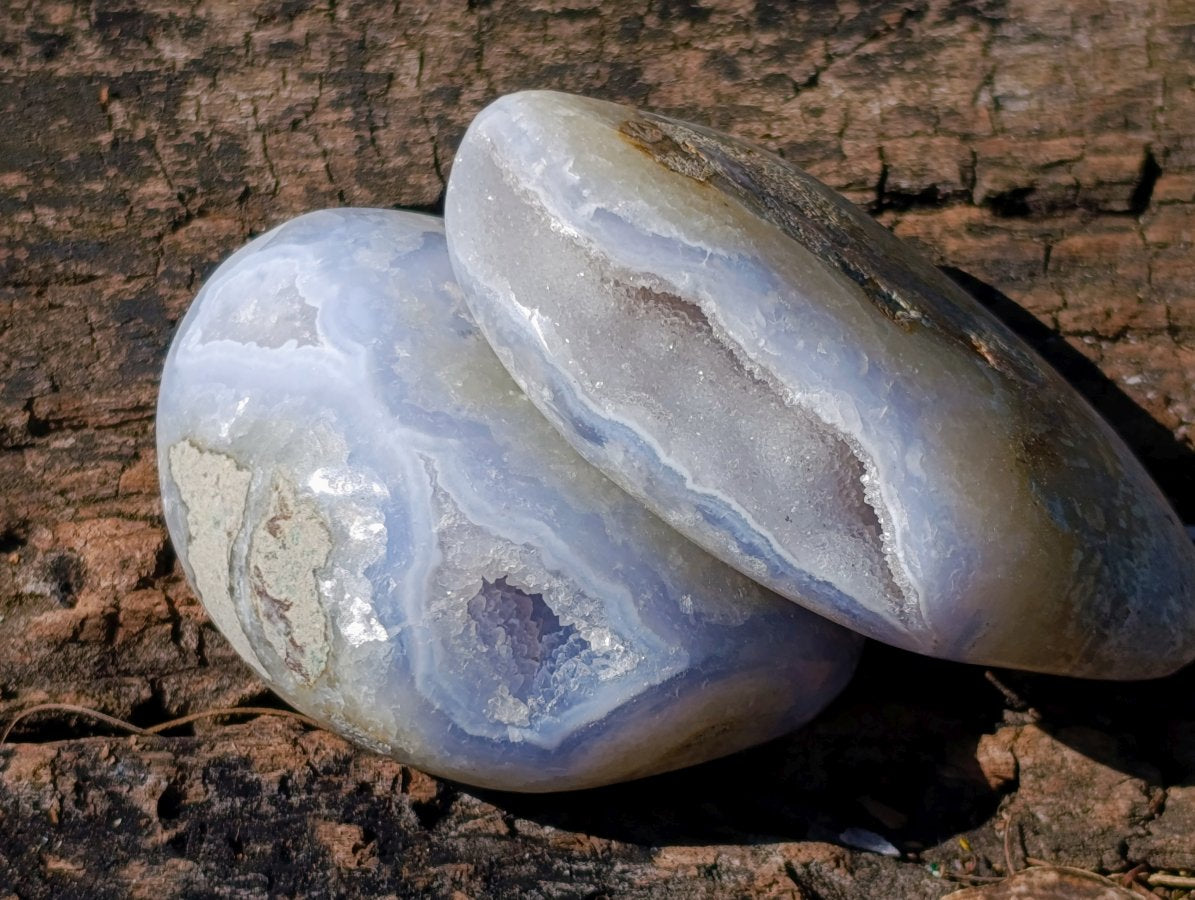 Polished Blue Lace Agate Standing Display Pieces and Free Forms x 9 From Nsanje, Malawi - Toprock Gemstones and Minerals 