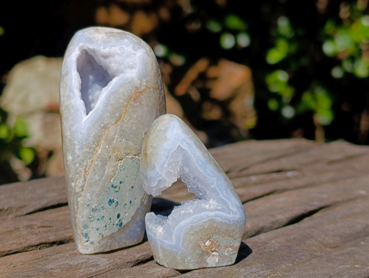 Polished Blue Lace Agate Standing Display Pieces and Free Forms x 9 From Nsanje, Malawi - Toprock Gemstones and Minerals 