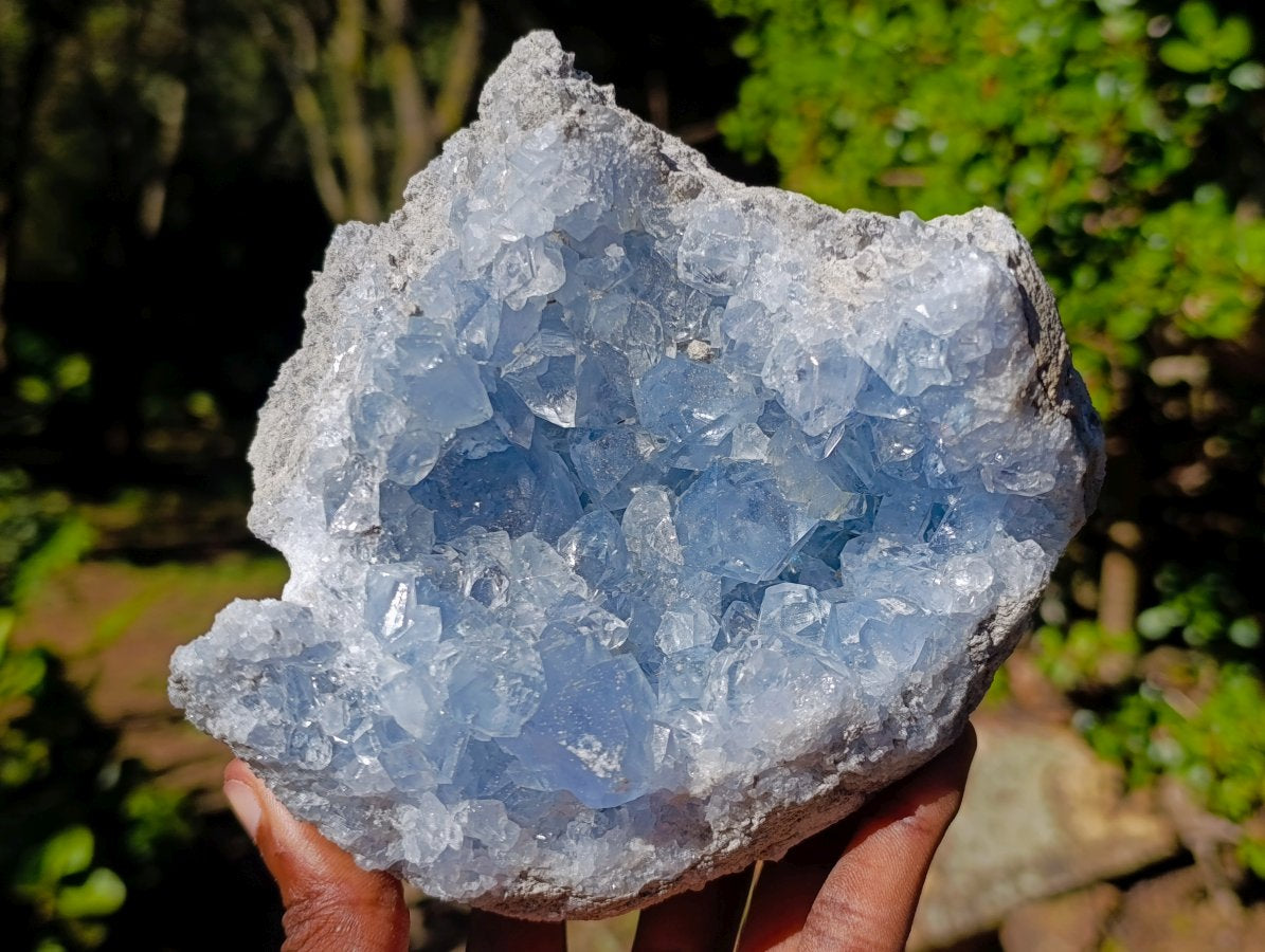 Natural Blue Celestite Geode Specimens x 3 From Sakoany, Madagascar - Toprock Gemstones and Minerals 