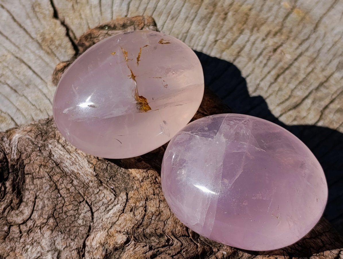 Polished Gemmy Rose Quartz Palm Stones x 24 From Madagascar - Toprock Gemstones and Minerals 