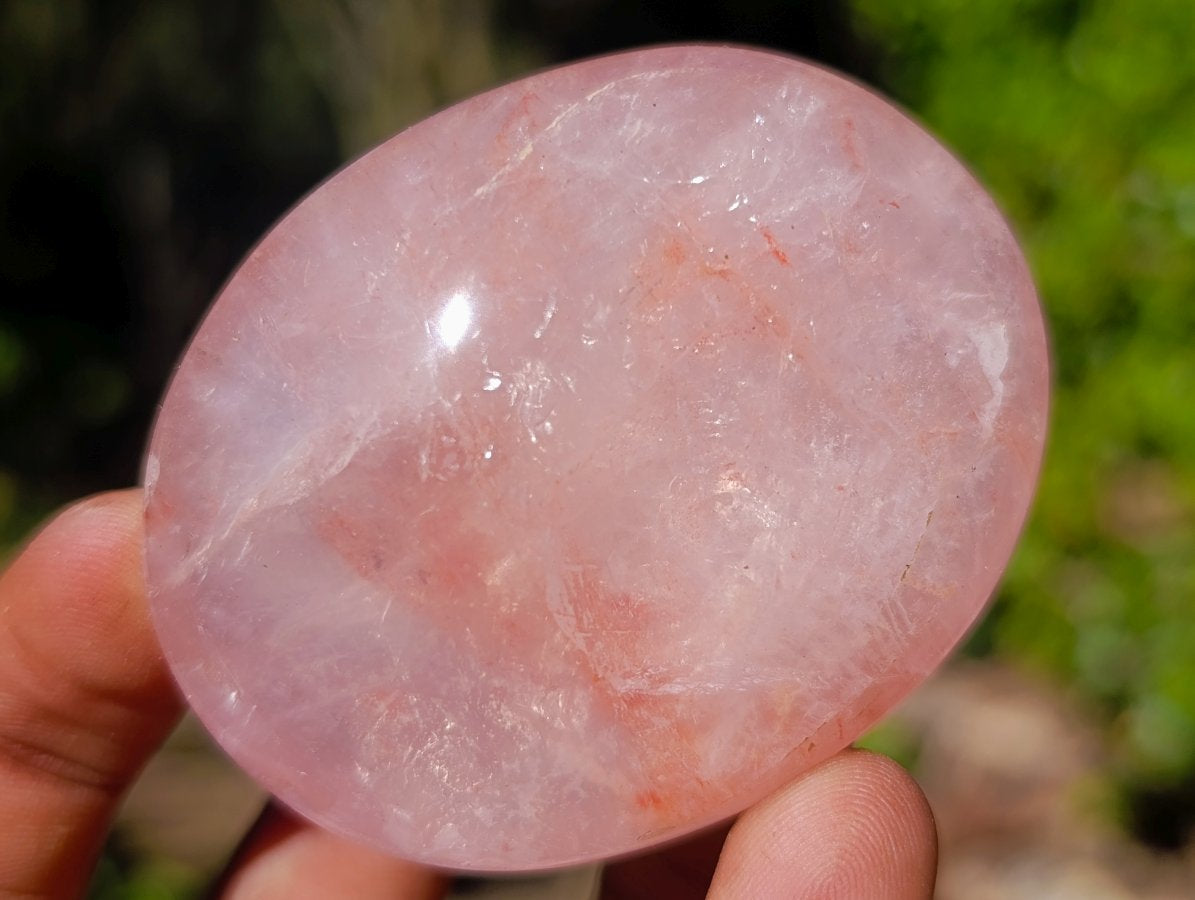 Polished Gemmy Rose Quartz Palm Stones x 24 From Madagascar - Toprock Gemstones and Minerals 