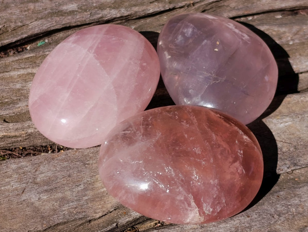 Polished Gemmy Rose Quartz Palm Stones x 24 From Madagascar - Toprock Gemstones and Minerals 