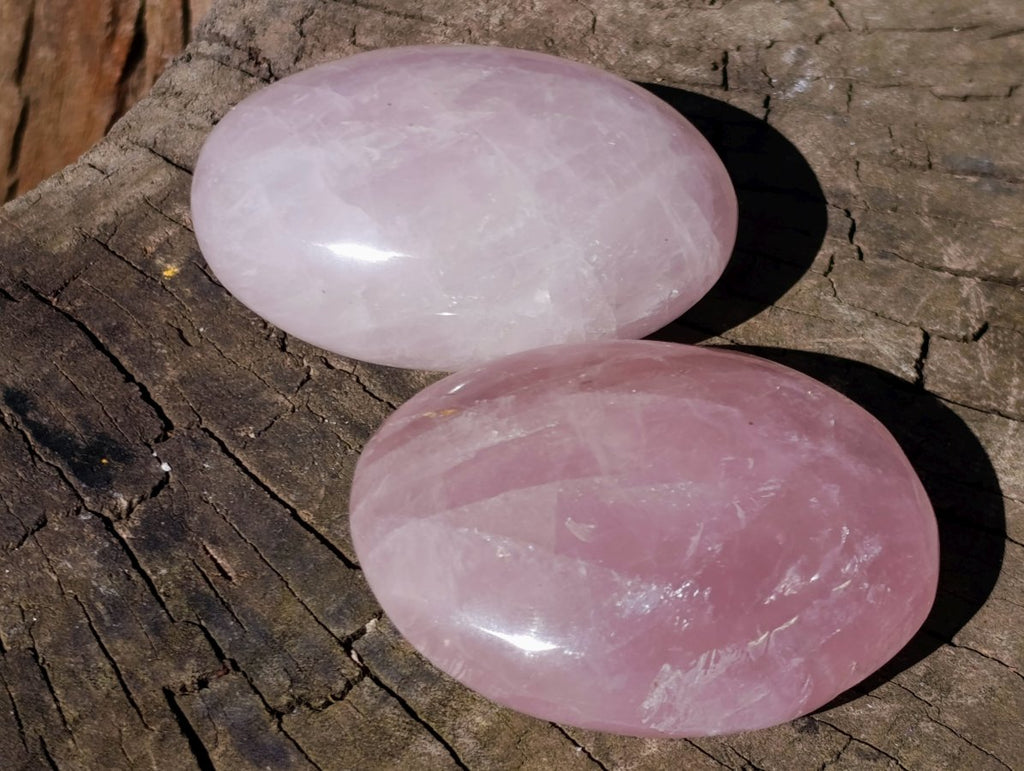 Polished Gemmy Rose Quartz Palm Stones x 24 From Madagascar - Toprock Gemstones and Minerals 