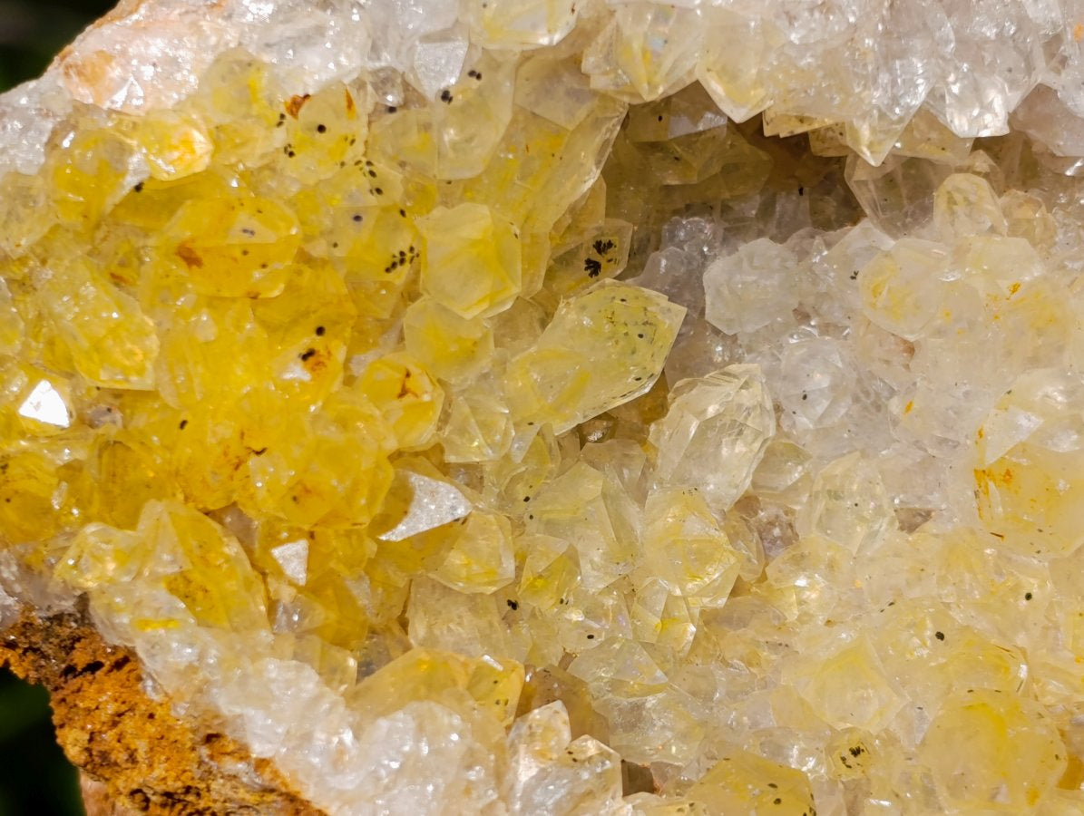 Natural Golden Limonite Quartz Clusters with Black Goethite Inclusions x 2 From Solwezi, Zambia - Toprock Gemstones and Minerals 