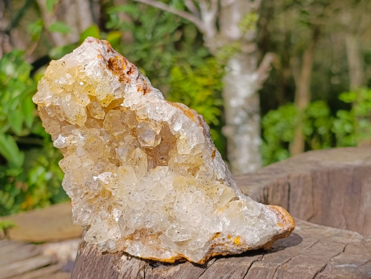 Natural Golden Limonite Quartz Clusters with Black Goethite Inclusions x 2 From Solwezi, Zambia - Toprock Gemstones and Minerals 