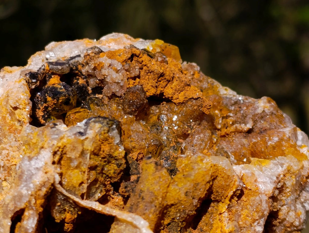 Natural Golden Limonite Quartz Clusters with Black Goethite Inclusions x 2 From Solwezi, Zambia - Toprock Gemstones and Minerals 