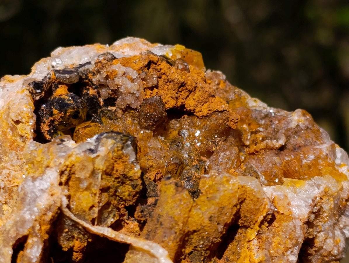 Natural Golden Limonite Quartz Clusters with Black Goethite Inclusions x 2 From Solwezi, Zambia - Toprock Gemstones and Minerals 