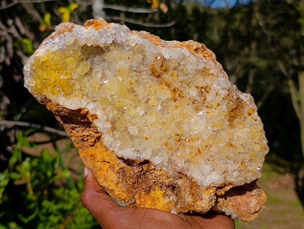 Natural Golden Limonite Quartz Clusters with Black Goethite Inclusions x 2 From Solwezi, Zambia - Toprock Gemstones and Minerals 