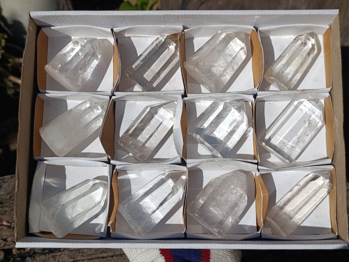 Polished Clear Quartz Display Crystals x 12 From Madagascar - Toprock Gemstones and Minerals 