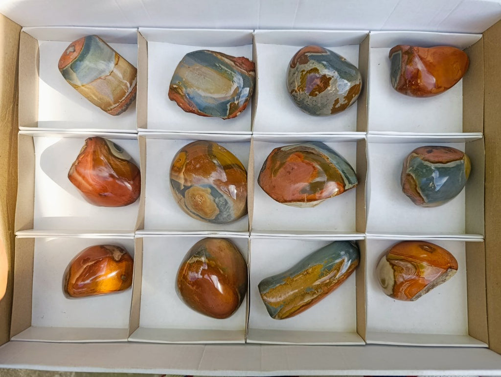 Polished On One Side Polychrome Jasper Nodules x 6 From NW Coast, Madagascar - Toprock Gemstones and Minerals 
