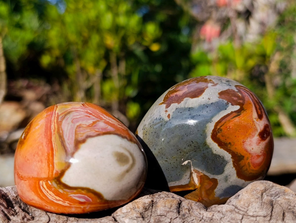 Polished On One Side Polychrome Jasper Nodules x 6 From NW Coast, Madagascar - Toprock Gemstones and Minerals 