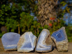 Polished On One Side Blue Lace Agate Geodes x 24 From Nsanje, Malawi - Toprock Gemstones and Minerals 