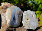 Polished On One Side Blue Lace Agate Geodes x 24 From Nsanje, Malawi - Toprock Gemstones and Minerals 