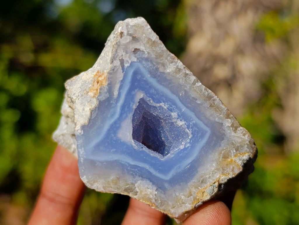 Polished On One Side Blue Lace Agate Geodes x 24 From Nsanje, Malawi - Toprock Gemstones and Minerals 