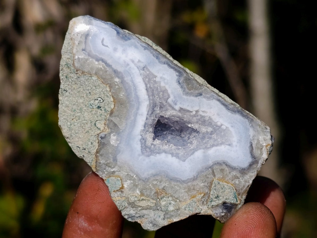 Polished On One Side Blue Lace Agate Geodes x 24 From Nsanje, Malawi - Toprock Gemstones and Minerals 