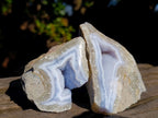 Polished On One Side Blue Lace Agate Geodes x 24 From Nsanje, Malawi - Toprock Gemstones and Minerals 