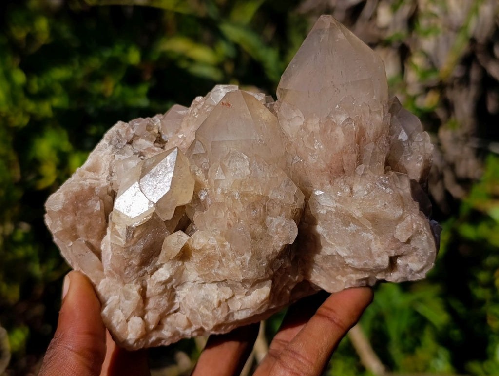 Natural Cascading White Phantom Smokey Luena Quartz Clusters x 2 From Luena, Congo - Toprock Gemstones and Minerals 