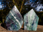 Polished Watermelon Fluorite Crystal Points x 2 From Uis, Namibia - Toprock Gemstones and Minerals 