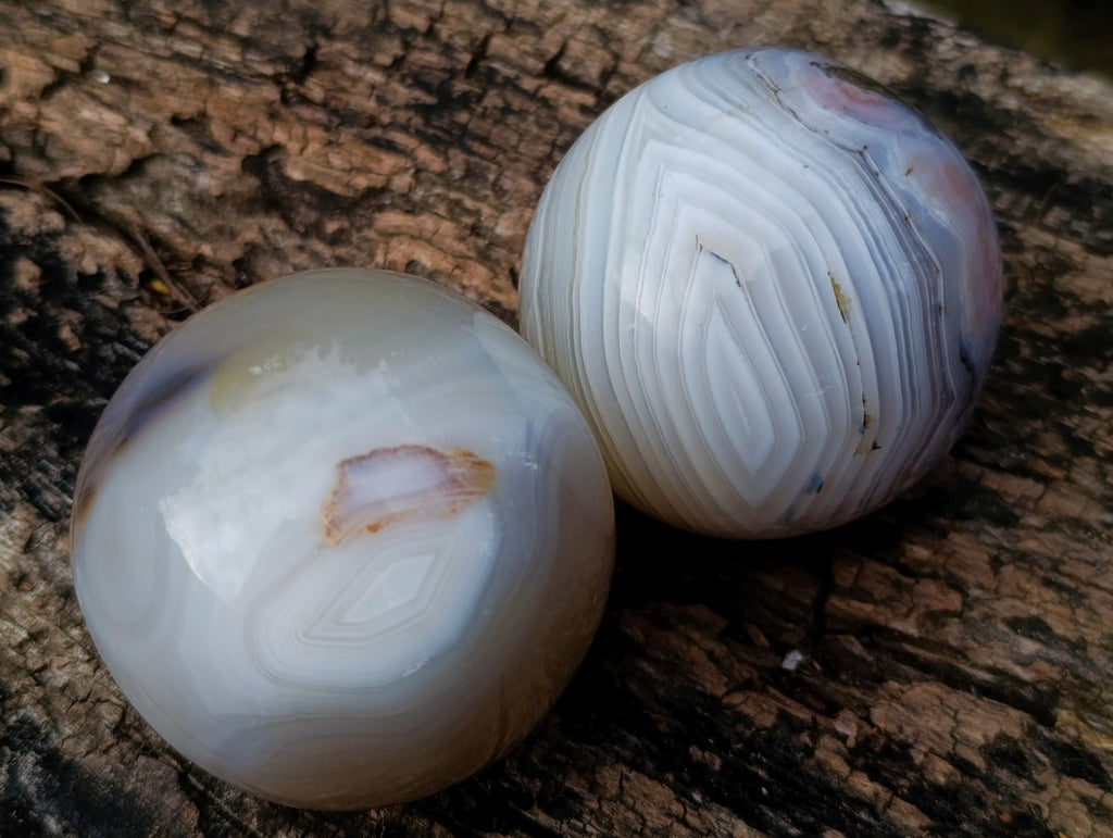 Polished Banded Agate Spheres x 5 From Madagascar - Toprock Gemstones and Minerals 