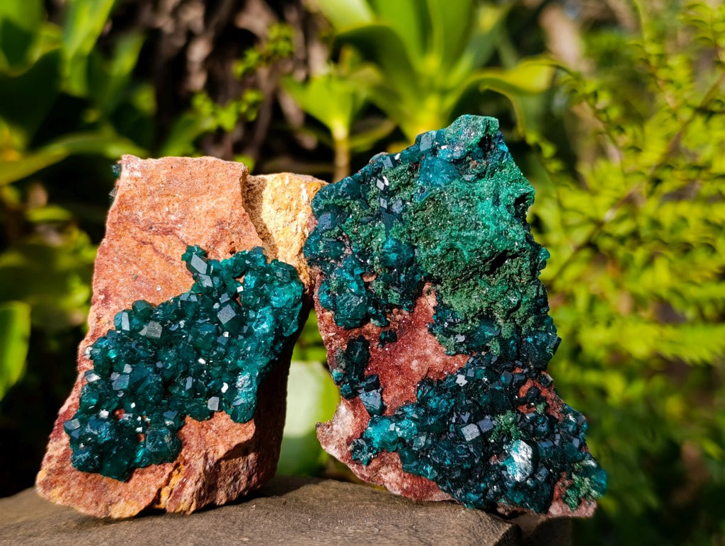 Natural Dioptase on Dolomite Specimens x 4 From Likasi, Congo - Toprock Gemstones and Minerals 