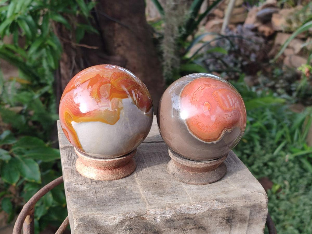 Polished Polychrome Jasper Spheres x 2 From NW Coast, Madagascar - Toprock Gemstones and Minerals 