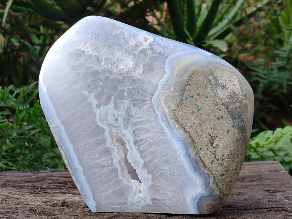 Polished Large Blue Lace Agate Standing Display Piece x 1 From Nsanje, Malawi - Toprock Gemstones and Minerals 