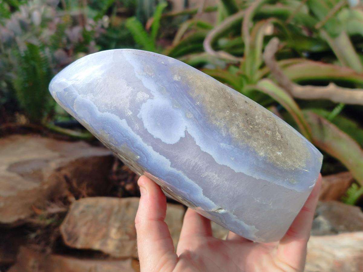 Polished Large Blue Lace Agate Standing Display Piece x 1 From Nsanje, Malawi - Toprock Gemstones and Minerals 