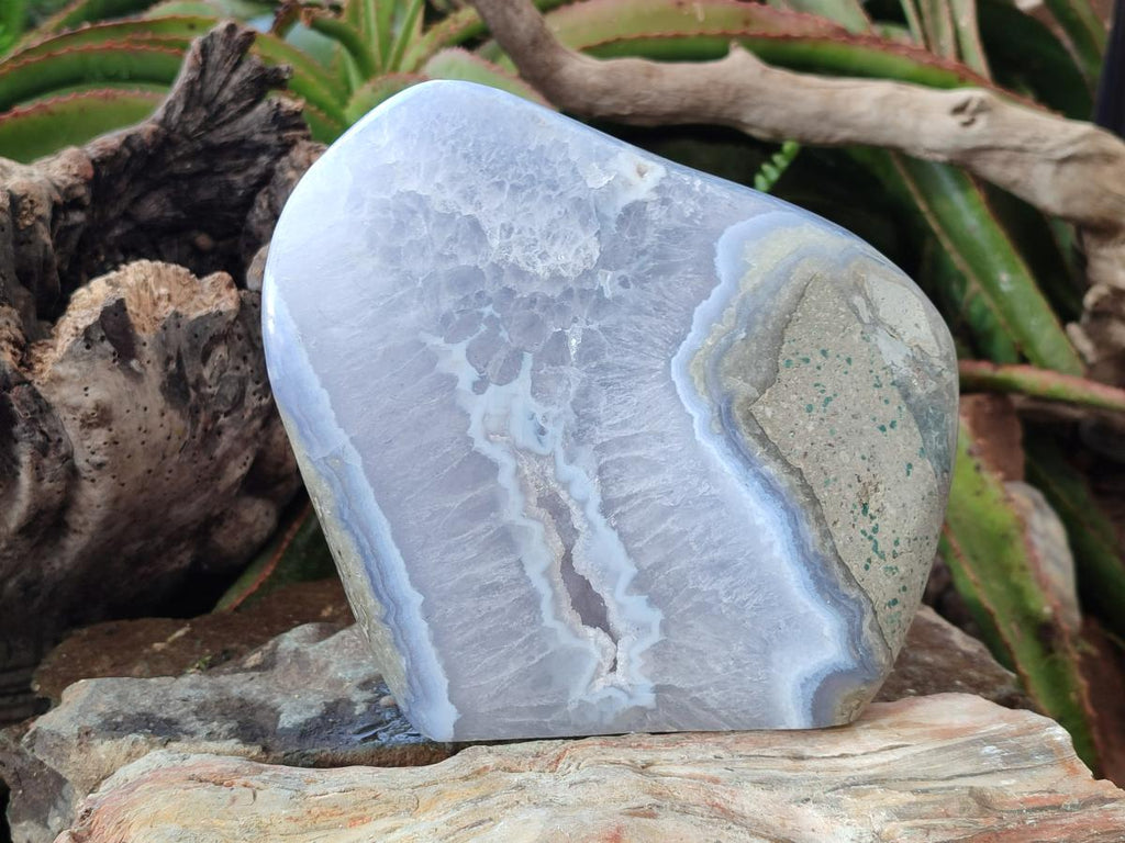 Polished Large Blue Lace Agate Standing Display Piece x 1 From Nsanje, Malawi - Toprock Gemstones and Minerals 