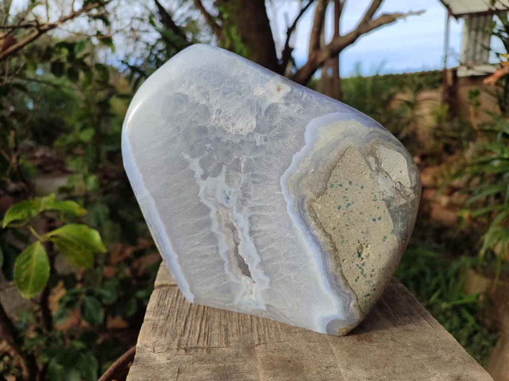 Polished Large Blue Lace Agate Standing Display Piece x 1 From Nsanje, Malawi - Toprock Gemstones and Minerals 