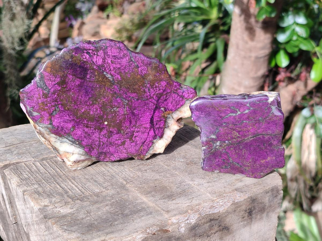 Polished One Side Metallic Purpurite Specimens x 3 From Erongo Namibia - Toprock Gemstones and Minerals 