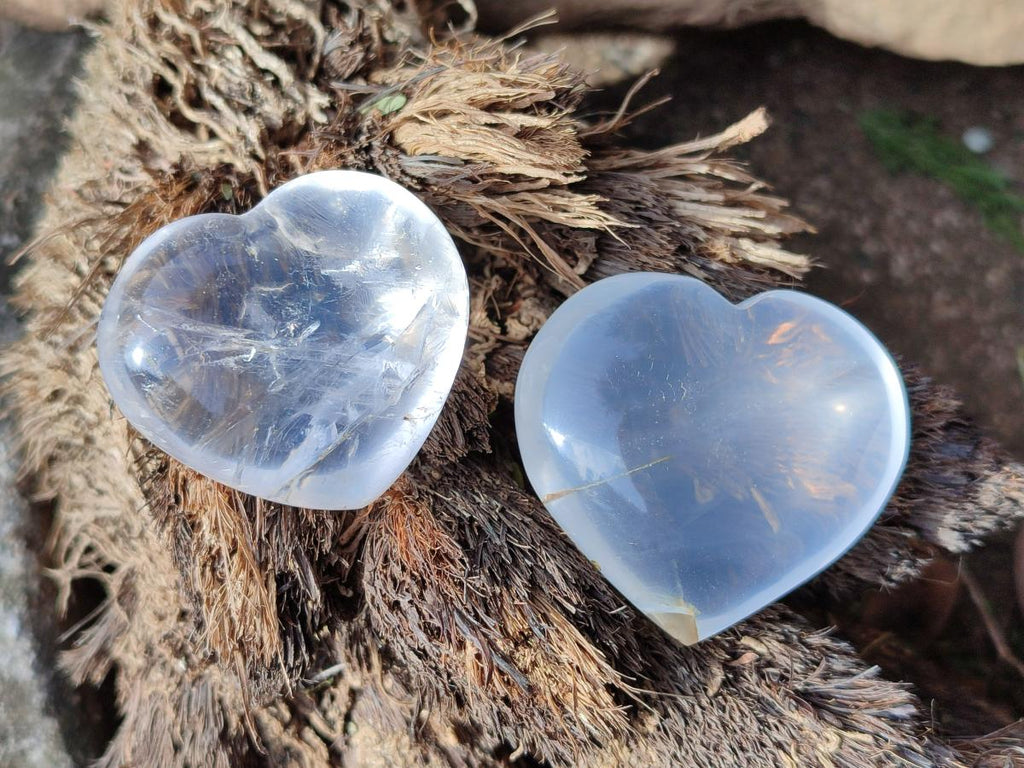 Polished Girasol Pearl Quartz Hearts x 12 From Ambatondrazaka, Madagascar - Toprock Gemstones and Minerals 