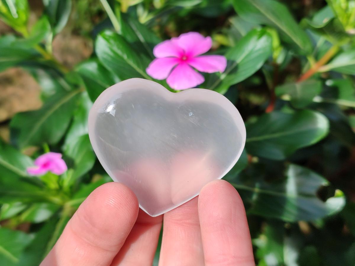 Polished Girasol Pearl Quartz Hearts x 12 From Ambatondrazaka, Madagascar - Toprock Gemstones and Minerals 