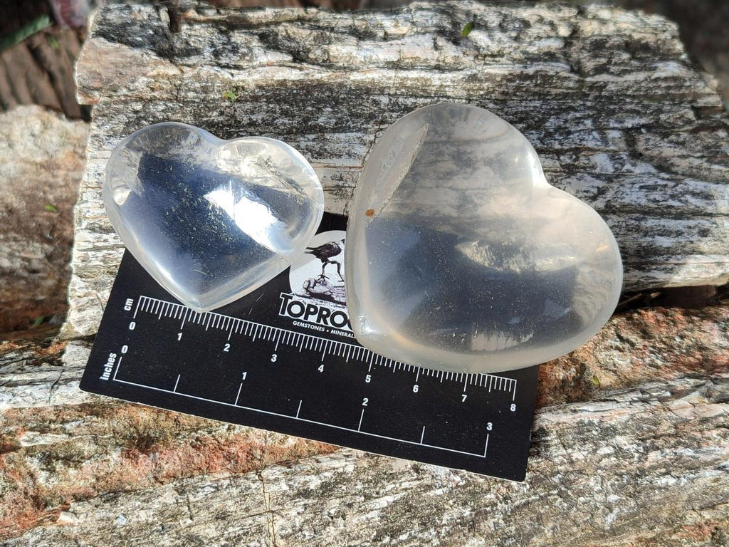 Polished Girasol Pearl Quartz Hearts x 12 From Ambatondrazaka, Madagascar - Toprock Gemstones and Minerals 