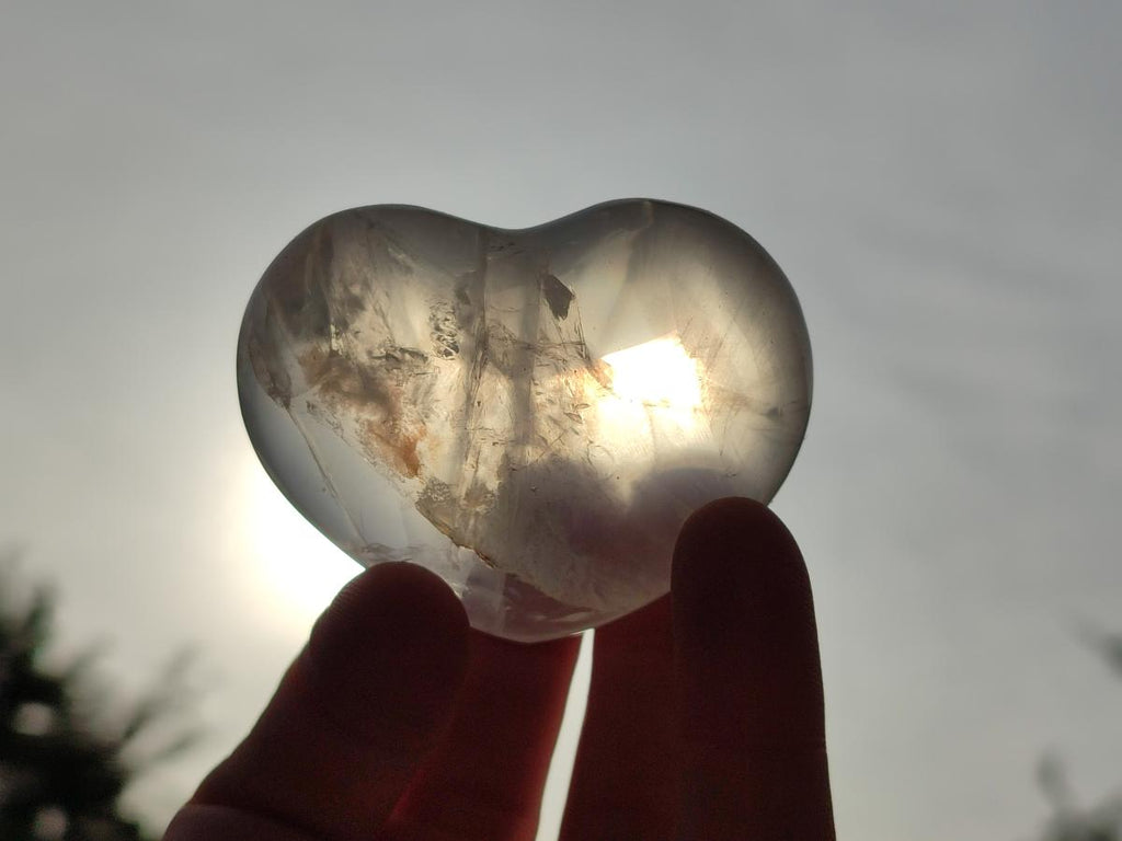 Polished Girasol Pearl Quartz Hearts x 12 From Ambatondrazaka, Madagascar - Toprock Gemstones and Minerals 