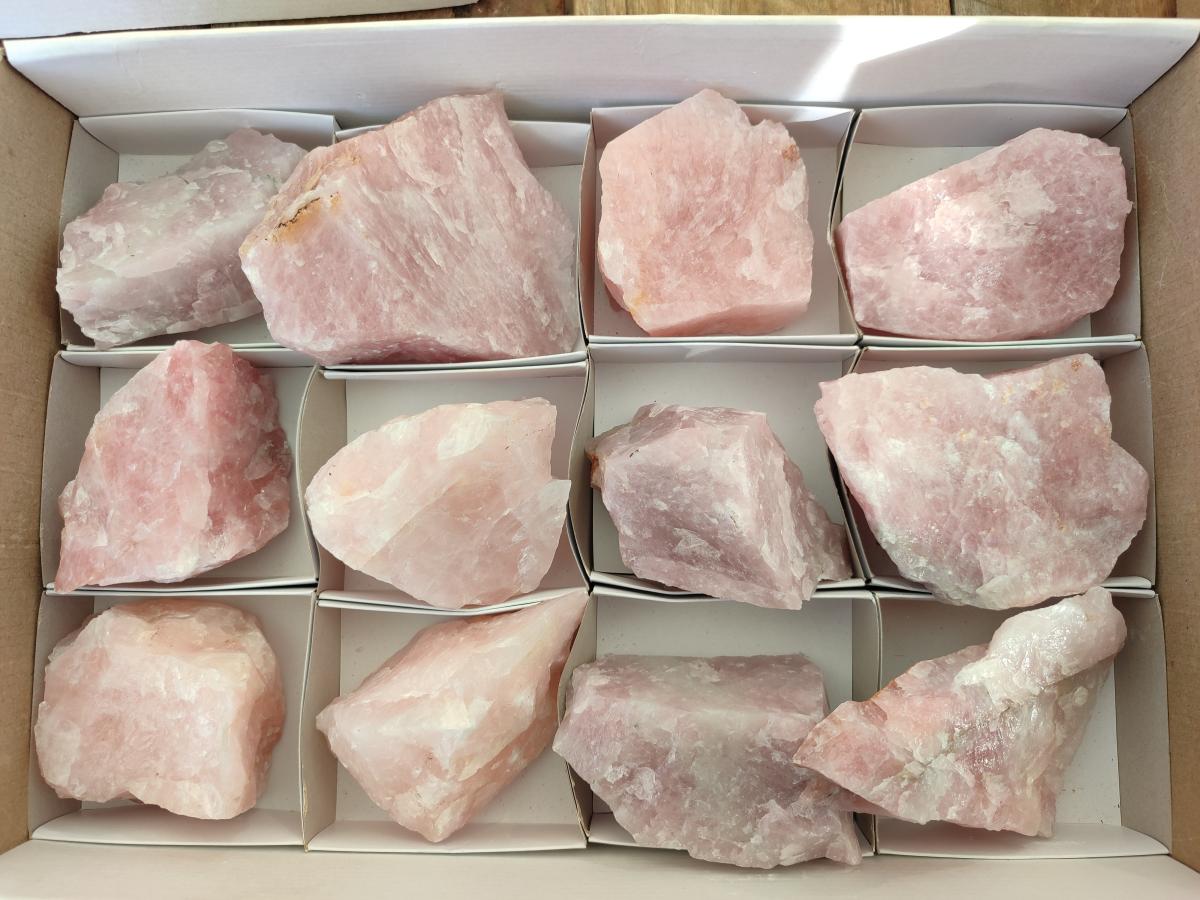 Natural Cobbed Rose Quartz Specimens x 12 From Northern Cape, South Africa - Toprock Gemstones and Minerals 