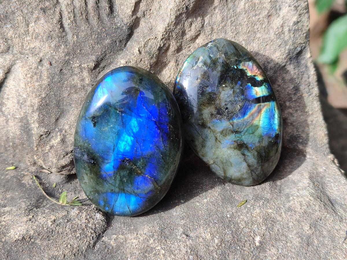 Polished Labradorite Palm Stones x 24 From Madagascar - Toprock Gemstones and Minerals 