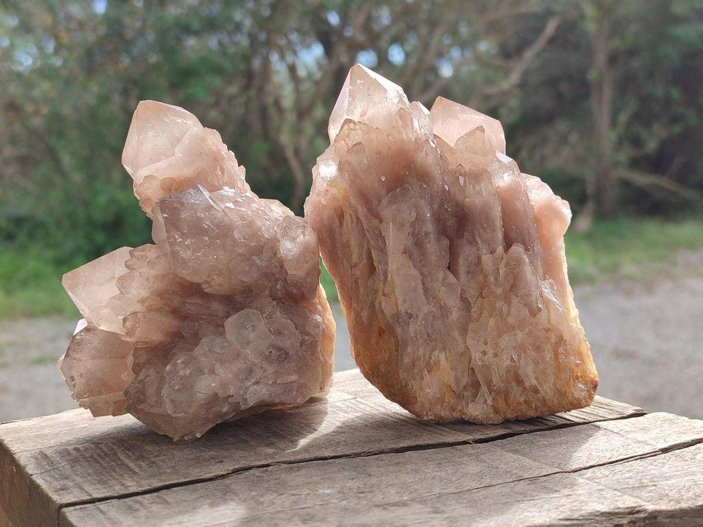 Natural Cascading White Phantom Smokey Luena Quartz Clusters x 4 From Luena, Congo - Toprock Gemstones and Minerals 