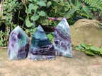 Polished Watermelon Fluorite Crystal Points x 3 From Uis, Namibia - Toprock Gemstones and Minerals 