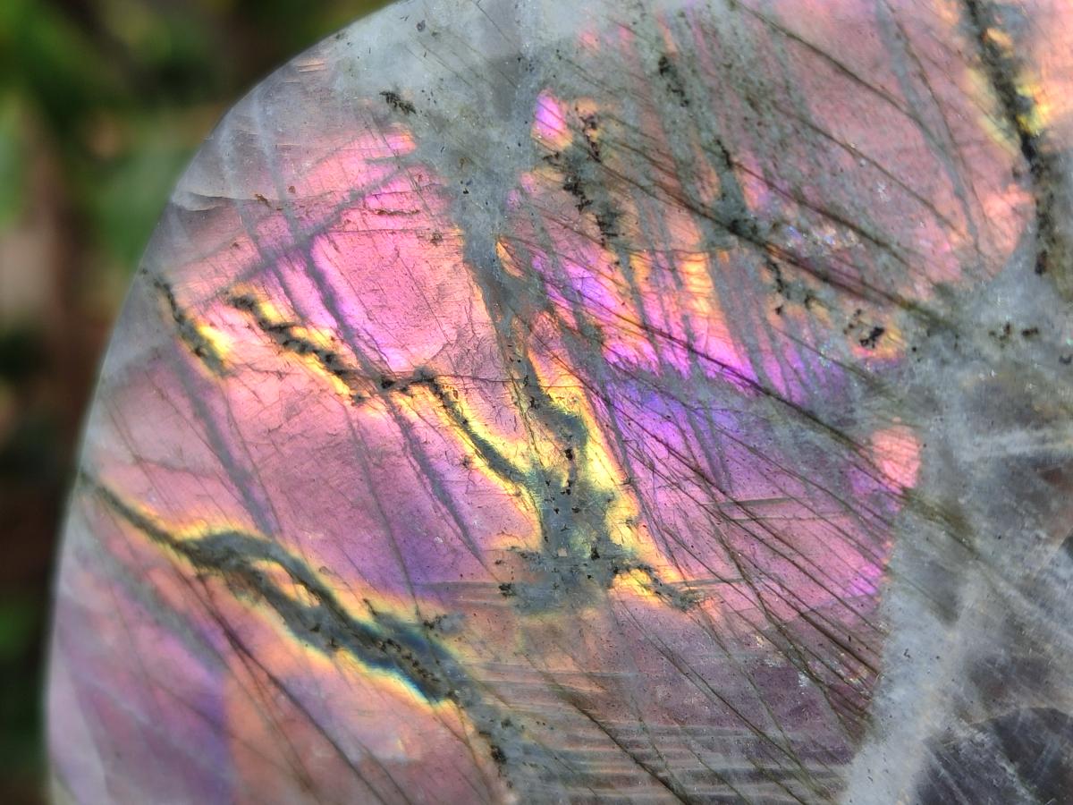Polished Rare Purple Sunset Flash Labradorite Standing Display Pieces x 3 From Madagascar - Toprock Gemstones and Minerals 