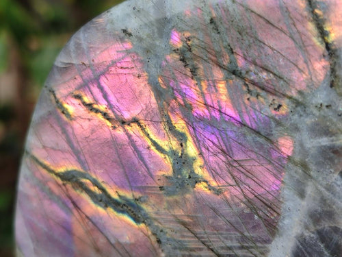 Polished Rare Purple Sunset Flash Labradorite Standing Display Pieces x 3 From Madagascar - Toprock Gemstones and Minerals 