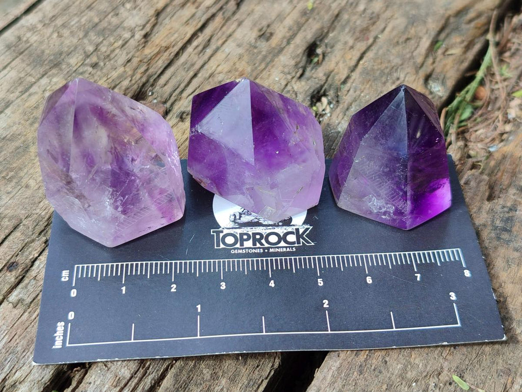 Polished Window Amethyst Crystals x 12 From Akansobe, Madagascar - Toprock Gemstones and Minerals 