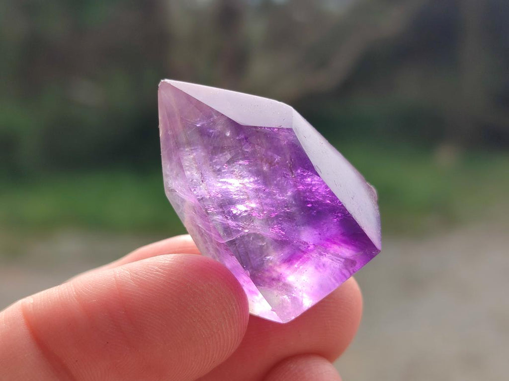 Polished Window Amethyst Crystals x 12 From Akansobe, Madagascar - Toprock Gemstones and Minerals 