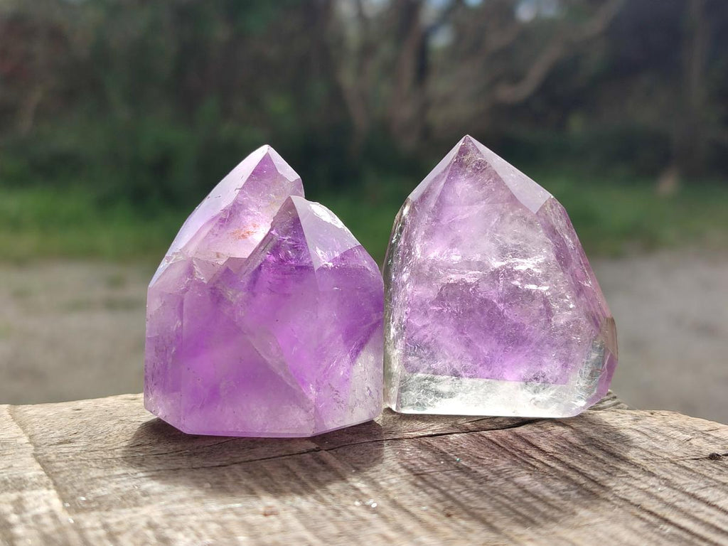 Polished Window Amethyst Crystals x 12 From Akansobe, Madagascar - Toprock Gemstones and Minerals 
