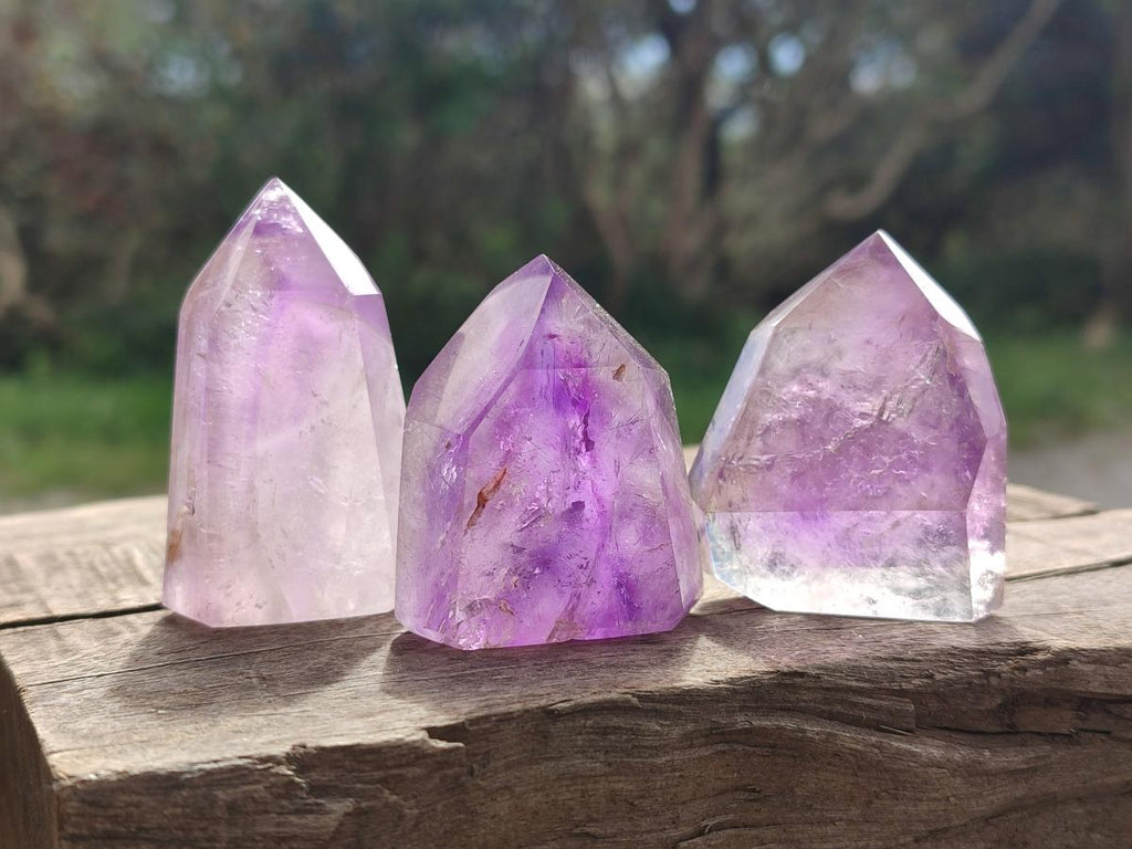Polished Window Amethyst Crystals x 12 From Akansobe, Madagascar - Toprock Gemstones and Minerals 