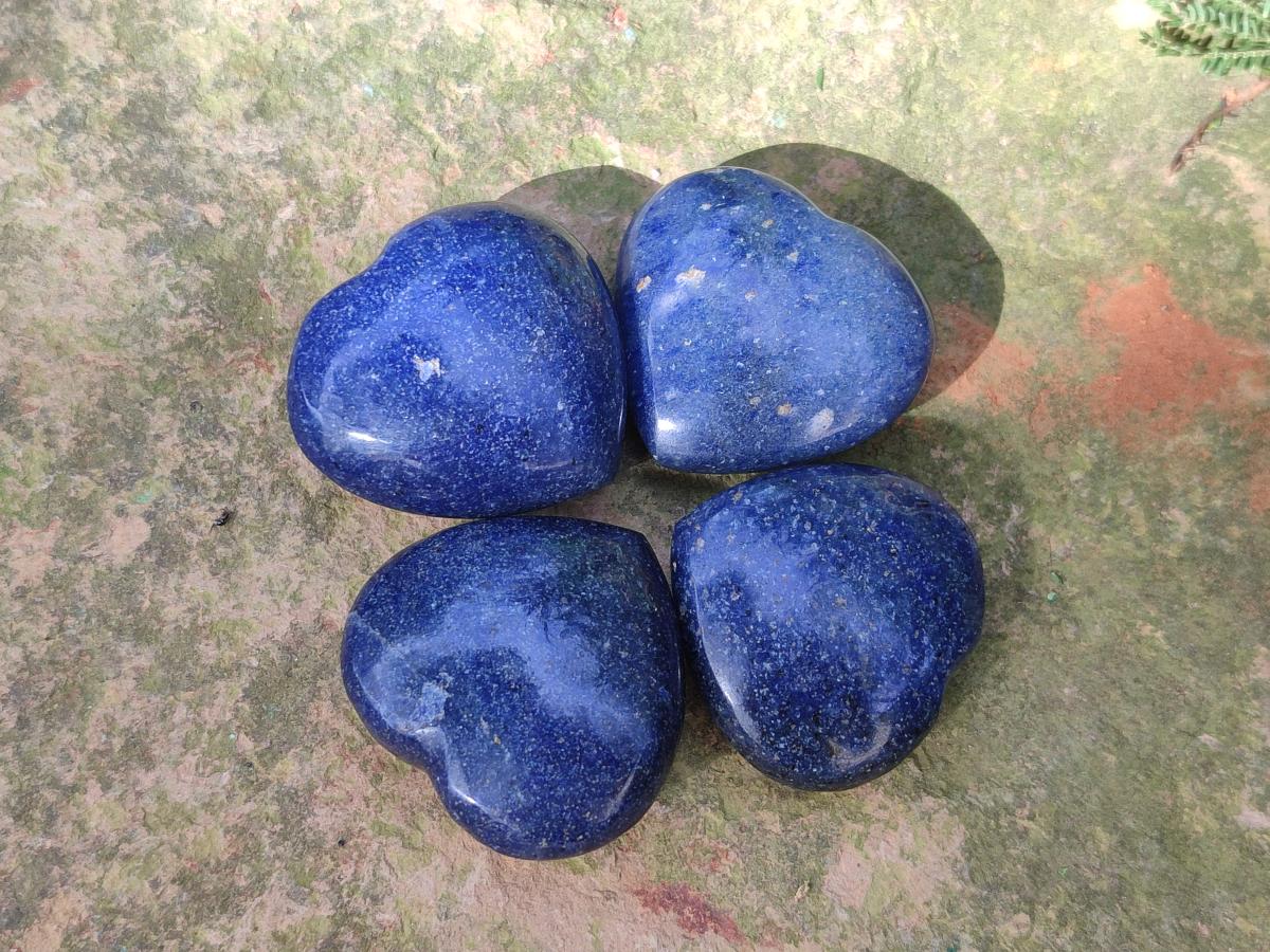 Polished Lazulite Hearts x 35 From Madagascar - Toprock Gemstones and Minerals 